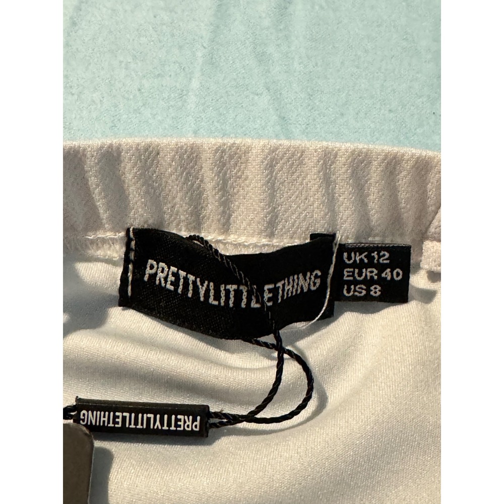 PrettyLittleThing White Fishtail Midi Dress V-Neck Double Strap Bodycon NEW - Picture 9 of 9